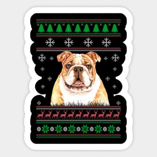 Bulldog Ugly Christmas Sweater Funny Dog Lover Owner Gifts Sticker